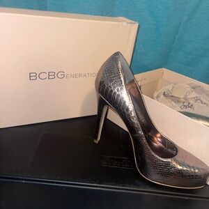 BCBGeneration Silver Stiletto Heels